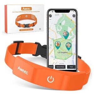NIB Aweec GPS Wireless Dog Fence and Training Collar in Orange